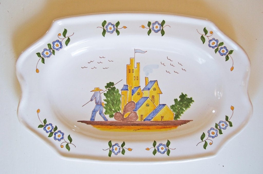 Louis XV aardewerken schaal van Moulins DL 1994, Antiek en Kunst, Ophalen of Verzenden