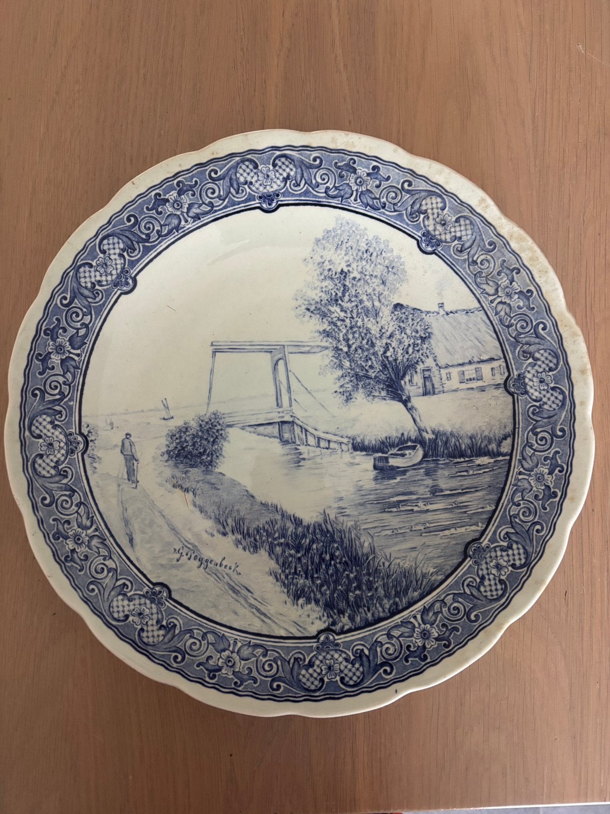Delfts-blauw wandbord 30 cm, Antiek en Kunst, Antiek | Wandborden en Tegels, Ophalen of Verzenden
