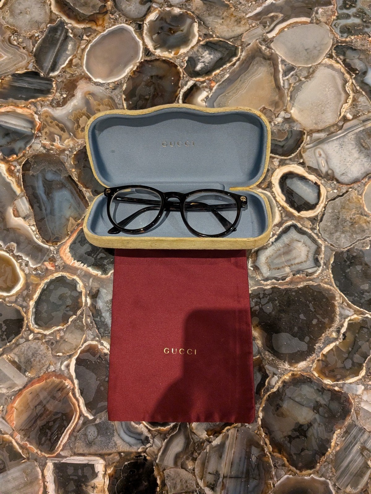 Gucci GG0027O 002 Tortoise brilmontuur - T50, Ophalen of Verzenden, Blauw, Bril