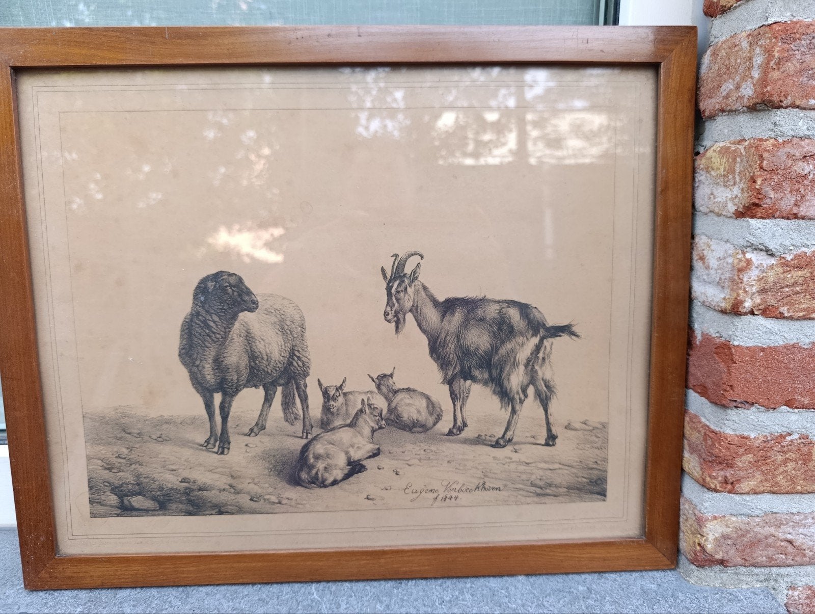 tekening of ets eugène verboeckhoven 1844, Antiquités & Art, Art | Dessins & Photographie, Enlèvement, Eau-forte, Signé