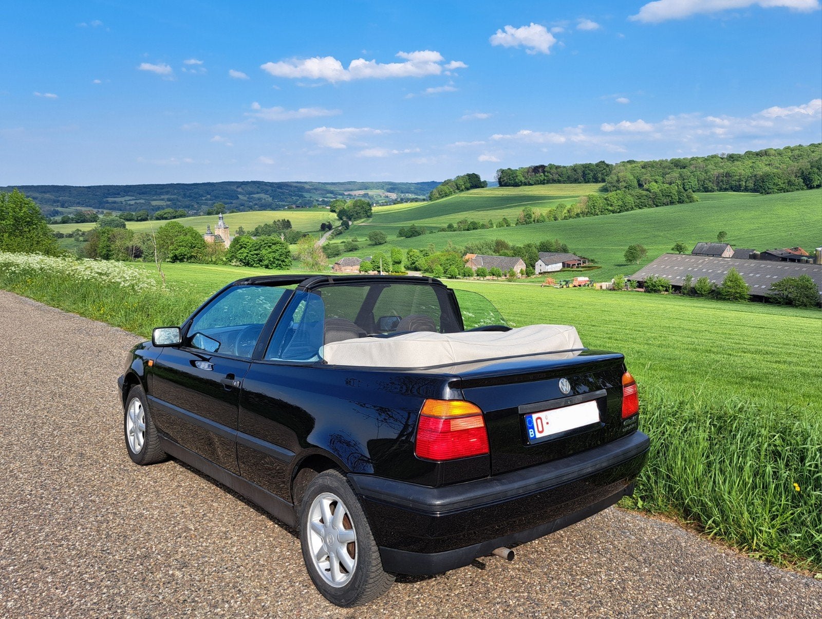 VW Golf Cabrio Oldtimer met Lederen interieur, Auto's, Voorwielaandrijving, 4 zetels, Cabriolet, Zwart