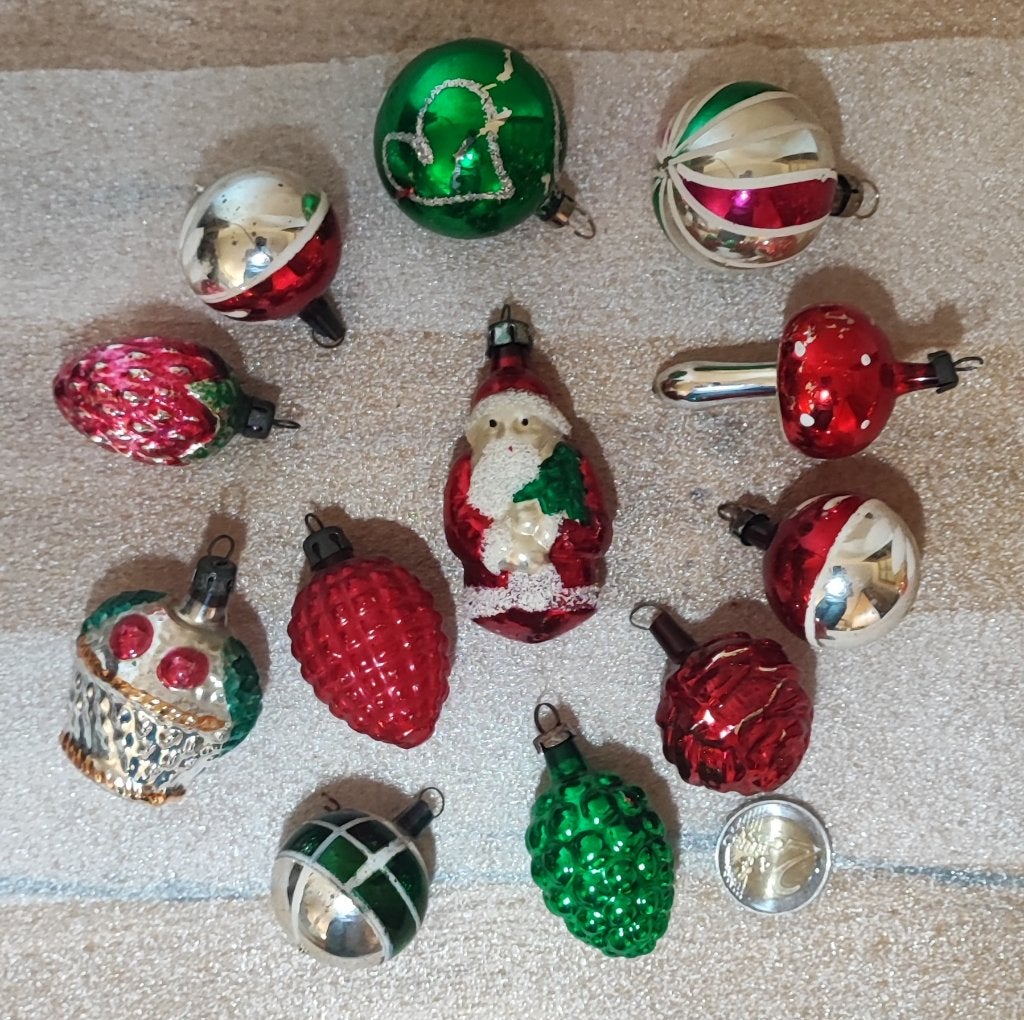 Anciennes décorations de Noël en verre (11), Enlèvement ou Envoi, Utilisé