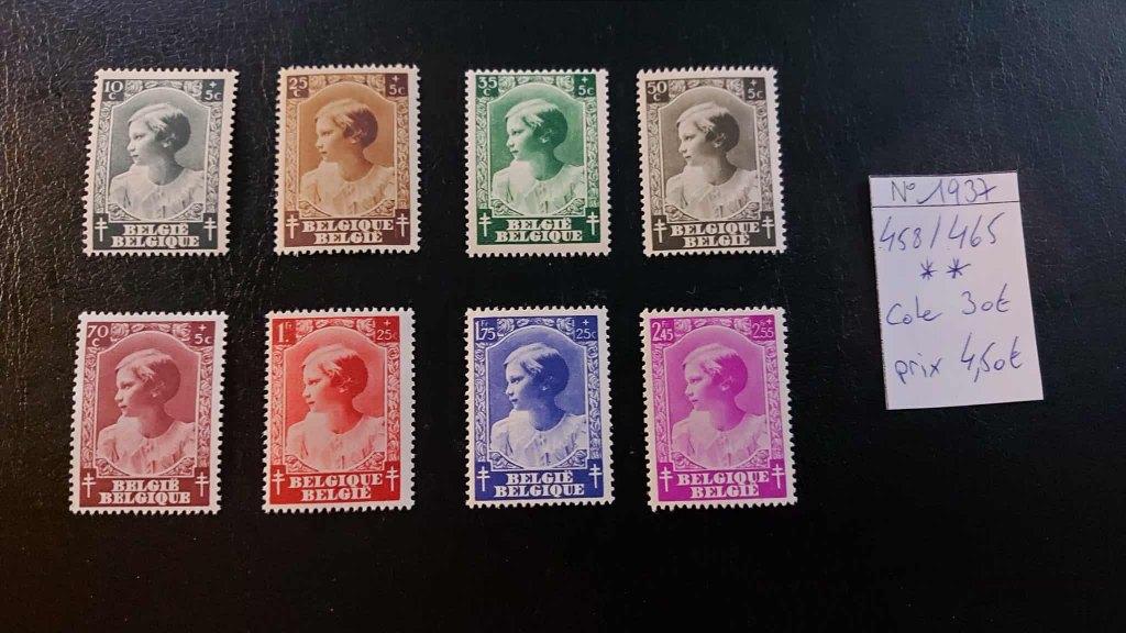 Belgische postzegels/sets van 1937**_ 1938**, Verzenden, Orginele gom, Postfris, Postfris