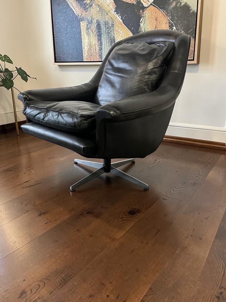 fauteuil danois noir vintage/monoplace/chaise longue ESA, Enlèvement