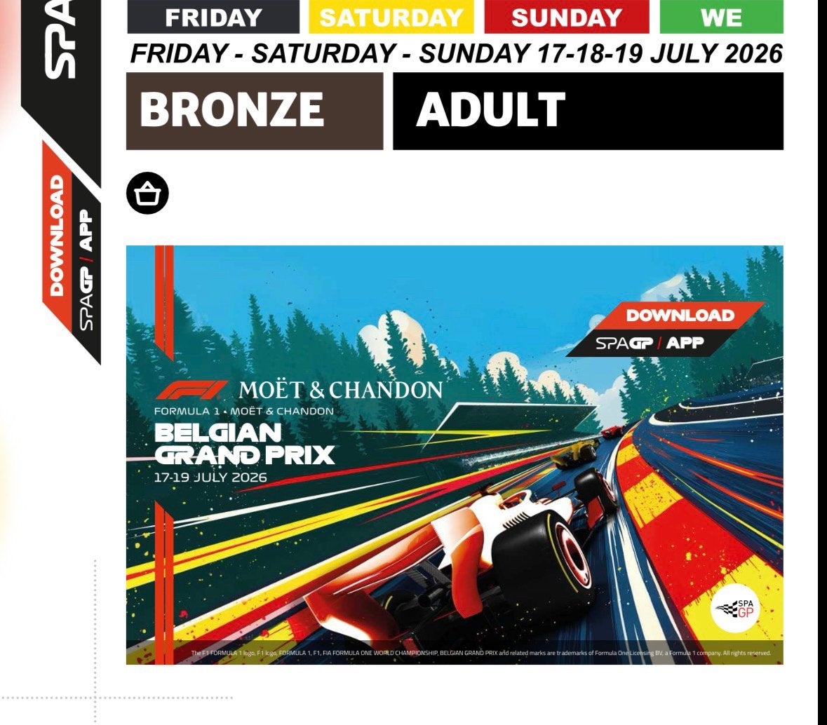 Vends tickets Bronze 3 jours Formule 1 Spa Gp Belgique 2026, Tickets & Billets, Deux personnes, Juillet