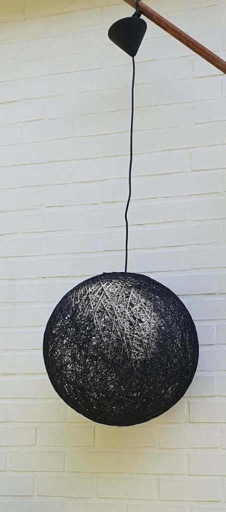 SUSPENSION MARQUE QAZQA CORDA EN ROTIN NOIR, Maison & Meubles, Enlèvement, Comme neuf
