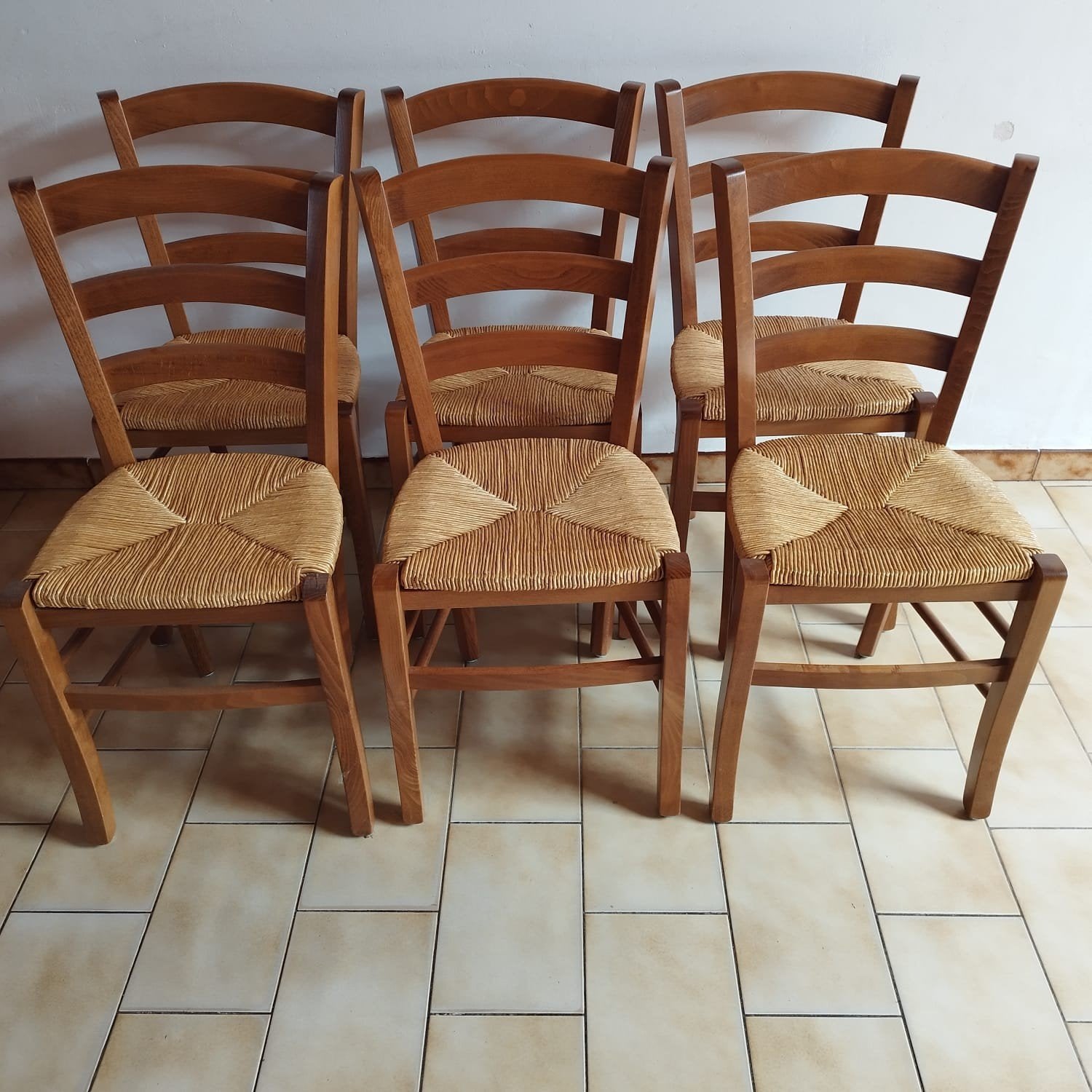 6 chaises en chêne style fermette, Maison & Meubles, Enlèvement