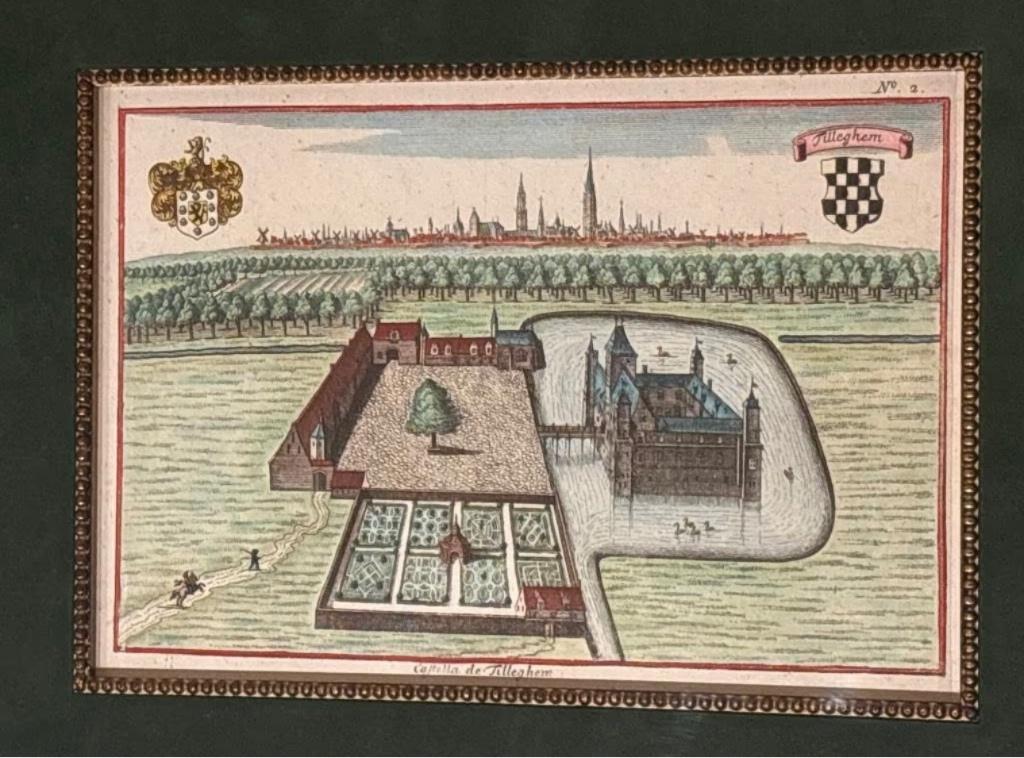 Gravure Tillegem en panorama Brugge Sanderus 1735, Verzenden