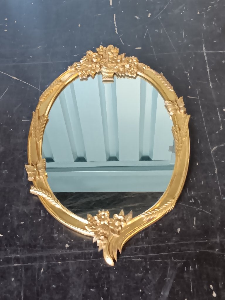 magnifique miroir en bois doré, Enlèvement ou Envoi, Moins de 100 cm, Comme neuf, Ovale