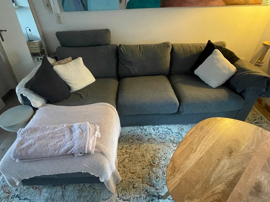Grijze zetel, Huis en Inrichting, Ophalen, Gebruikt, Stof