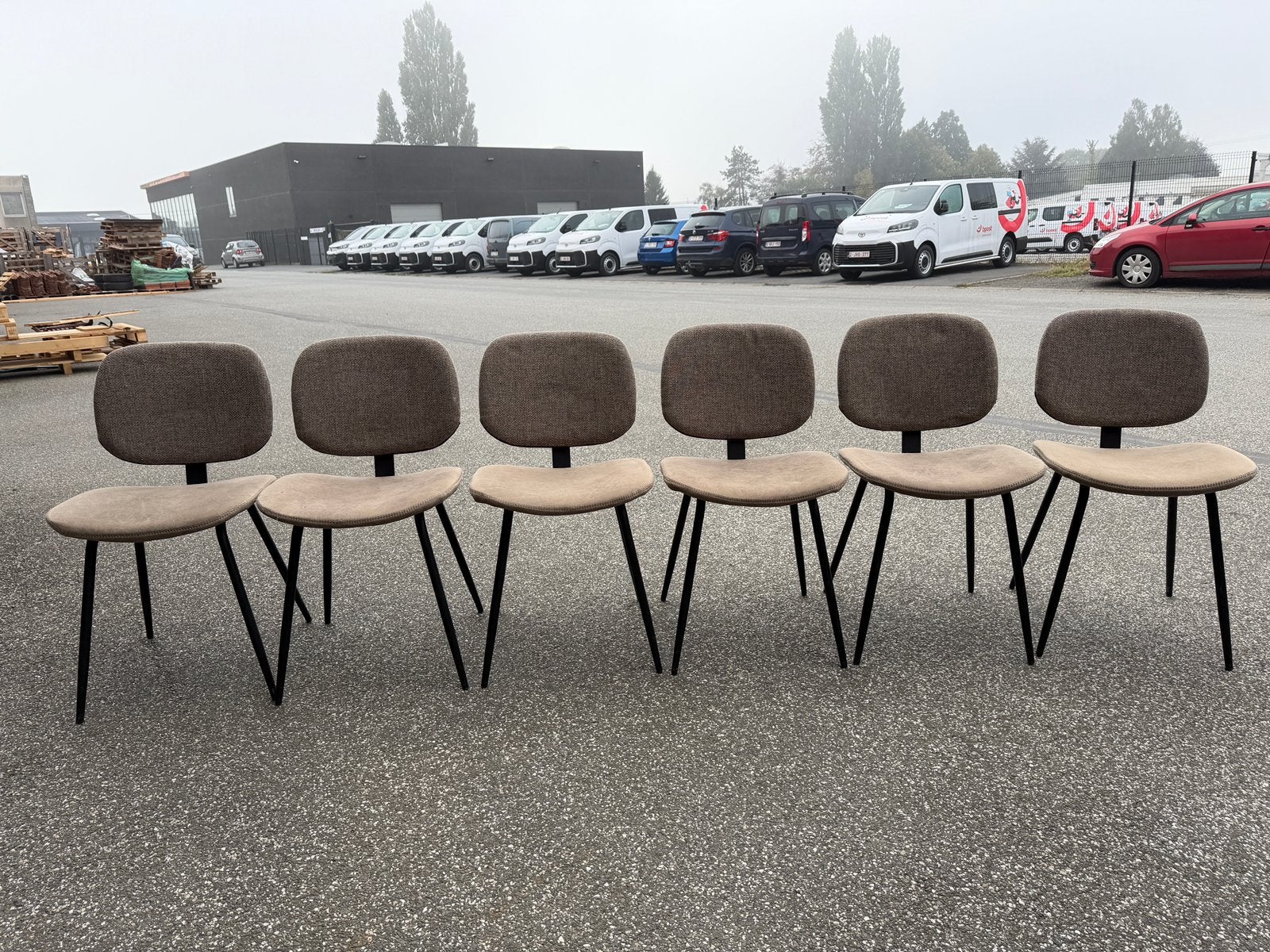 Lot de 6 chaises tissus et daim, Maison & Meubles, Comme neuf, Brun, Enlèvement, Cinq, Six Chaises ou plus