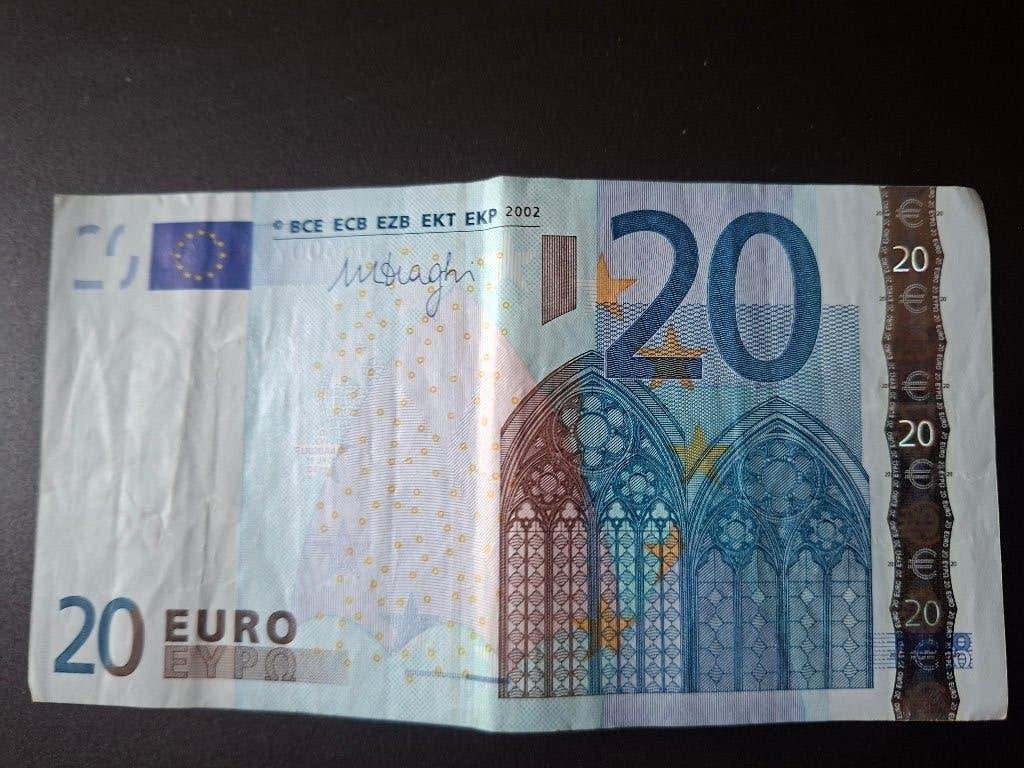 2002 Portugal 20 euros ancienne série Draghi code U020, Envoi, Portugal, 20 euros, Billets en vrac