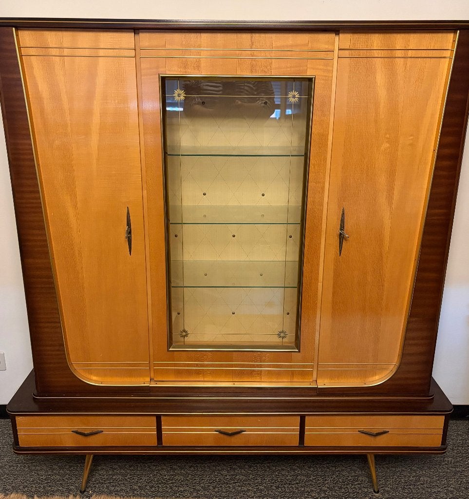 Mid-century-modern vitrinekast of barmeubel, Huis en Inrichting, Ophalen, Gebruikt, 100 tot 150 cm, 100 tot 150 cm