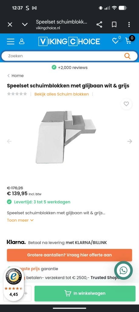 Speelset schuimblokken met glijbaan, Kinderen en Baby's, Speelgoed | Overig, Ophalen, Zo goed als nieuw, Jongen of Meisje