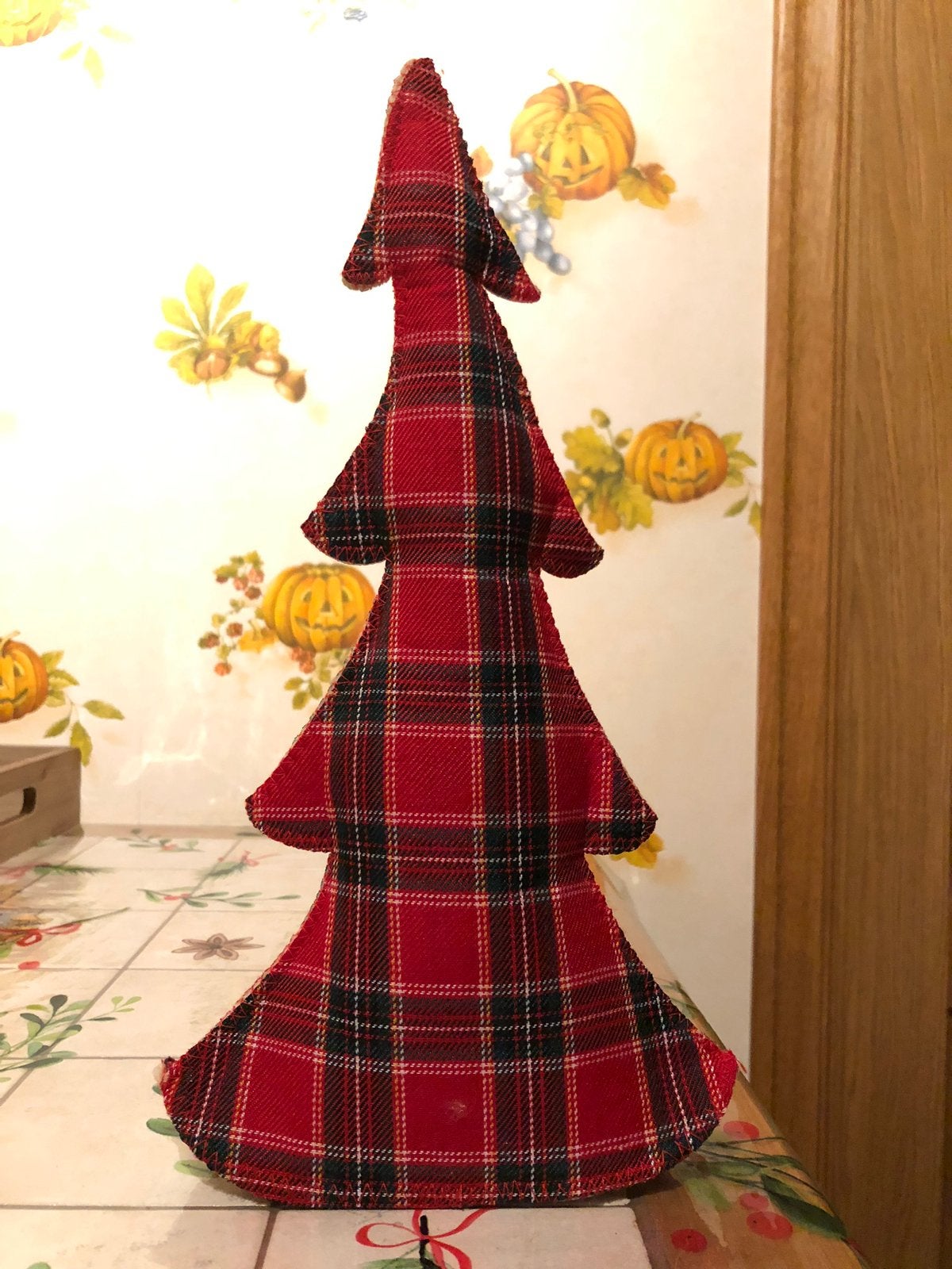 Vintage kerstversiering met gingham, Ophalen of Verzenden, Nieuw