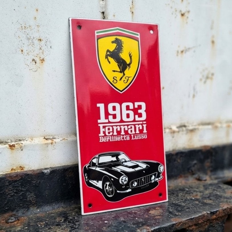 Emaille Reclamebord FERRARI 1963 250GT Lusso Vintage Plaque, Envoi, Utilisé, Panneau publicitaire