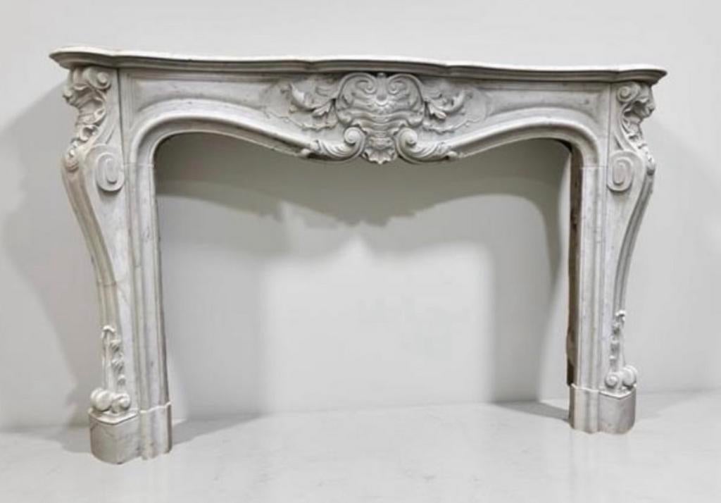 Grande cheminée en marbre blanc, Antiquités & Art, Enlèvement