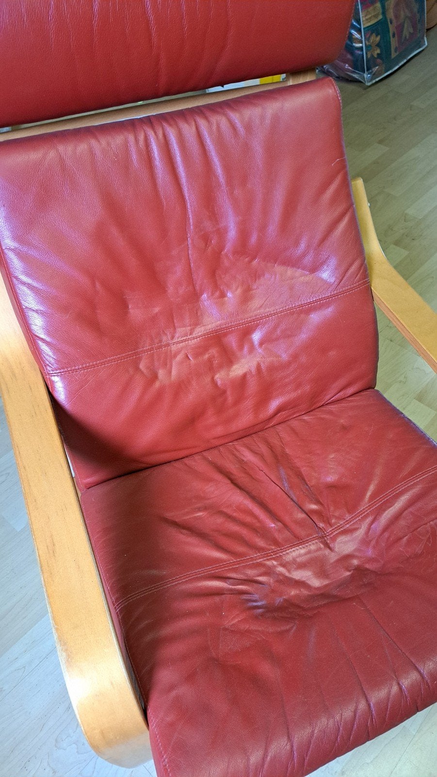 Ikea bordeauxrood relax stoel, Huis en Inrichting, Ophalen, Gebruikt, Leer