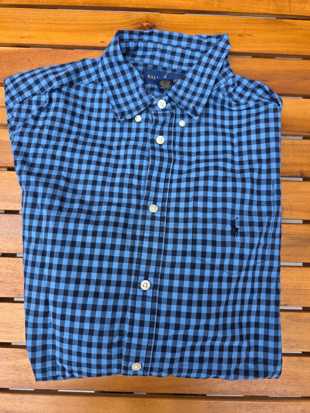 Chemise à carreaux bleu Ralph Lauren, Enlèvement ou Envoi, Ralph Lauren, Tour de cou 38 (S) ou plus petit, Porté