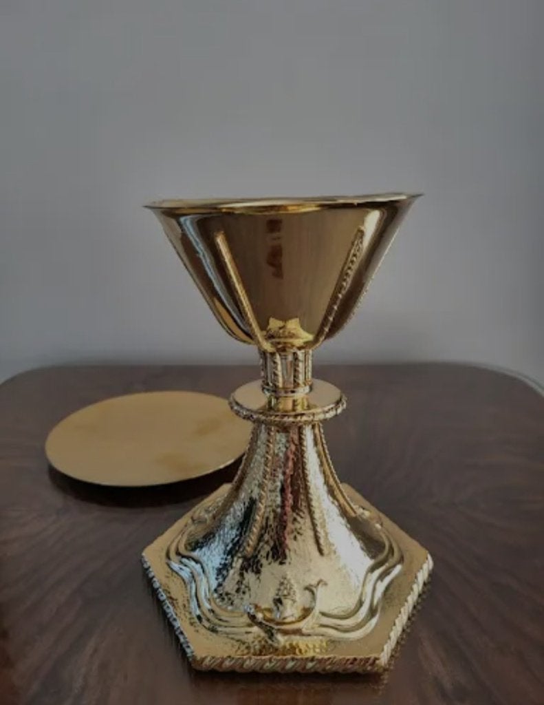 liturgische vergulde zilveren kelk (800 zilver) uit Italië, Antiek en Kunst, Antiek | Zilver en Goud, Ophalen of Verzenden, Zilver