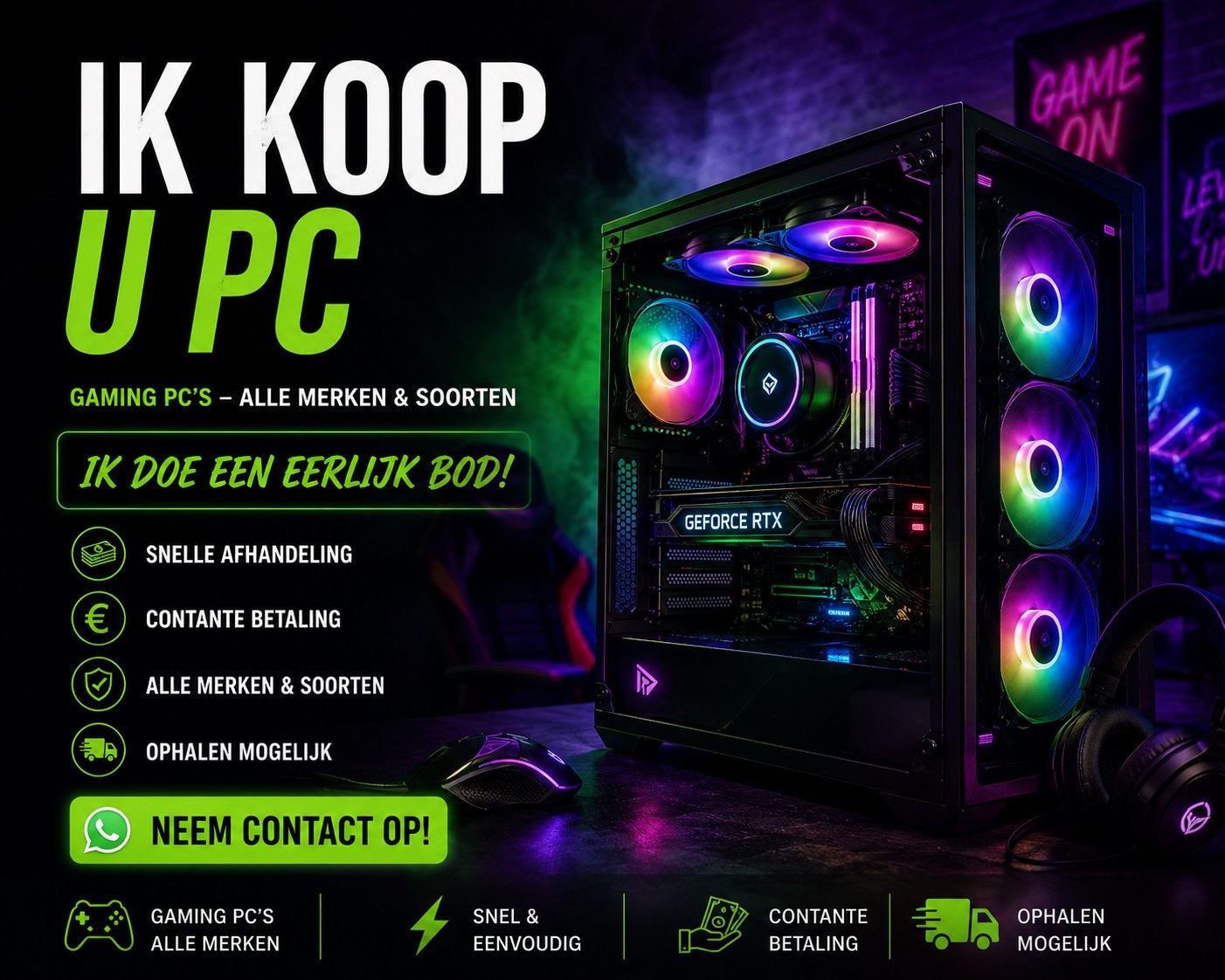 IK KOOP JOUW GAMING PC, Computers en Software, Computerbehuizingen, Ophalen, Zo goed als nieuw