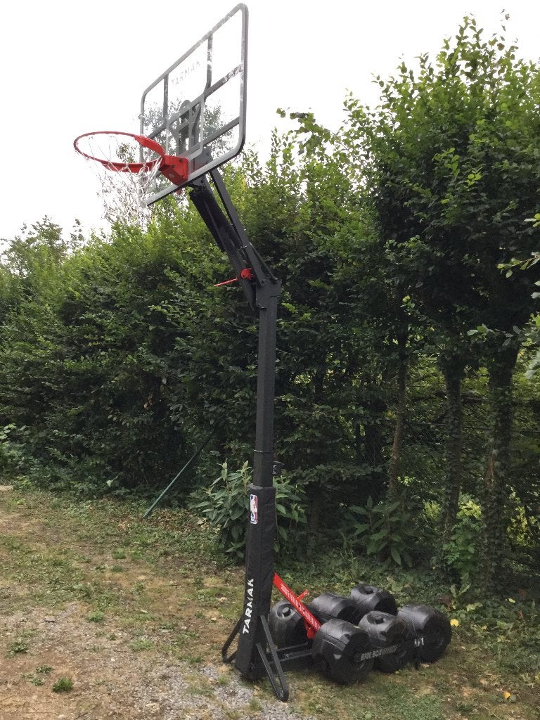 Panier de basket pliable sur roue réglable de 2,10m à 3,05m, Enlèvement, Utilisé, Anneau, Panneau ou Poteau