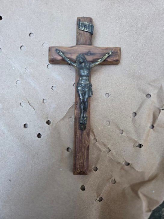 Houten kruis met Jezus.Houten kruis, Verzamelen, Ophalen of Verzenden