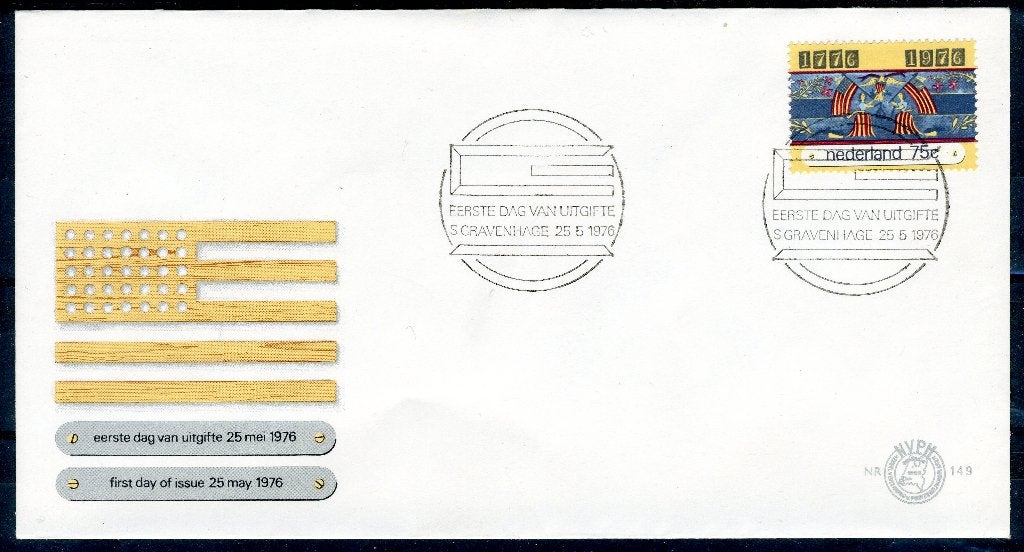 NEDERLAND E149 FDC 1976 - Twee eeuwen Amerika, Verzenden, Na 1940, Gestempeld