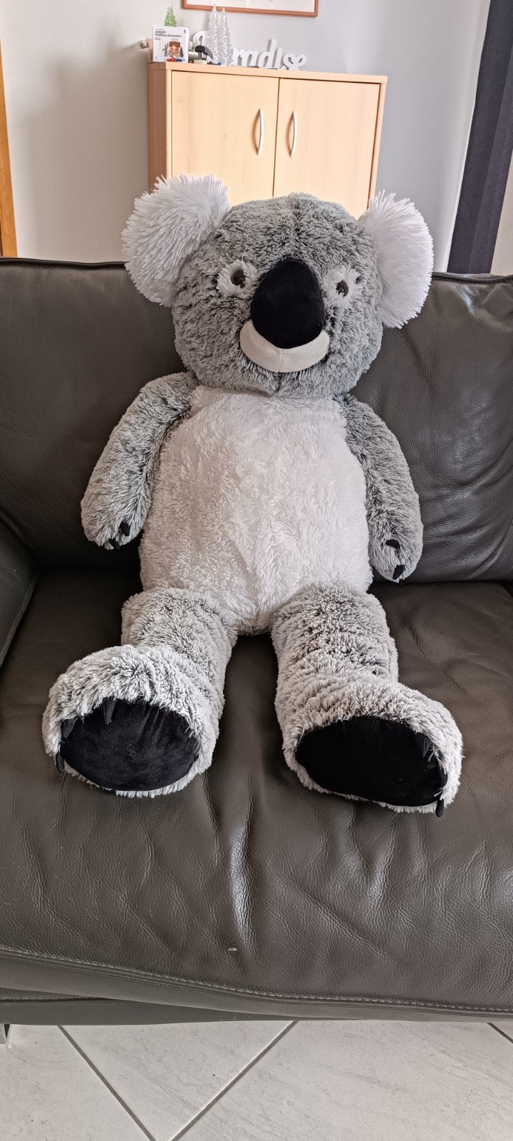 Grote pluche teddybeer, Kinderen en Baby's, Speelgoed | Knuffels en Pluche, Gebruikt, Beer, Grijs, Ophalen of Verzenden