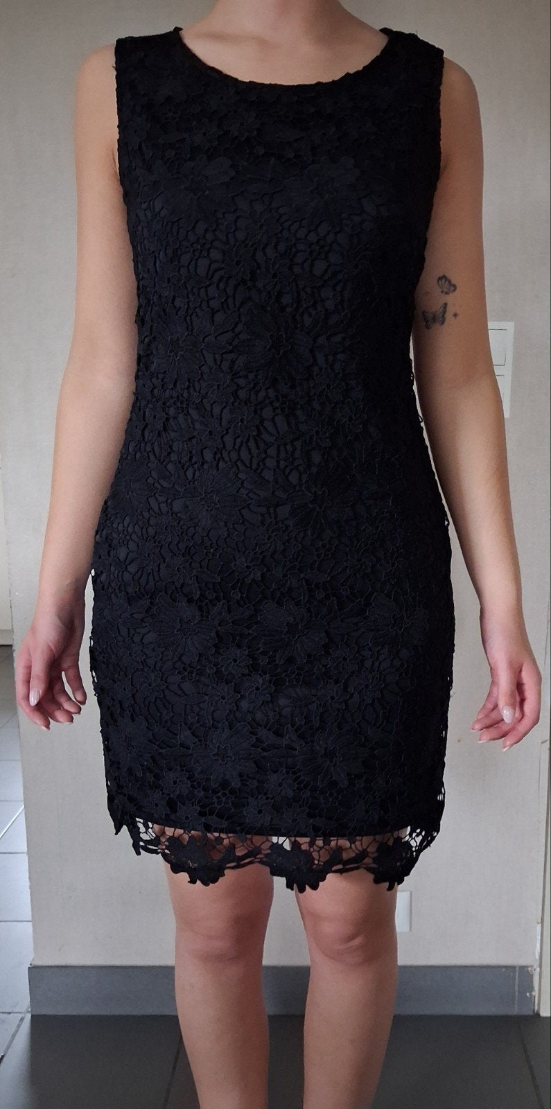 zwart kanten jurk, Zwart, Zo goed als nieuw, Jessica dresses, Boven de knie