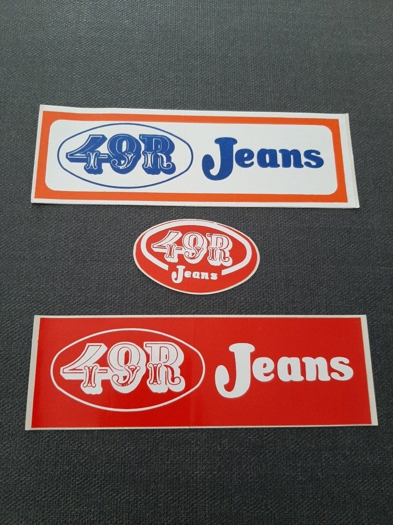3 vintage stickers 49R Jeans, Ophalen, Zo goed als nieuw, Merk