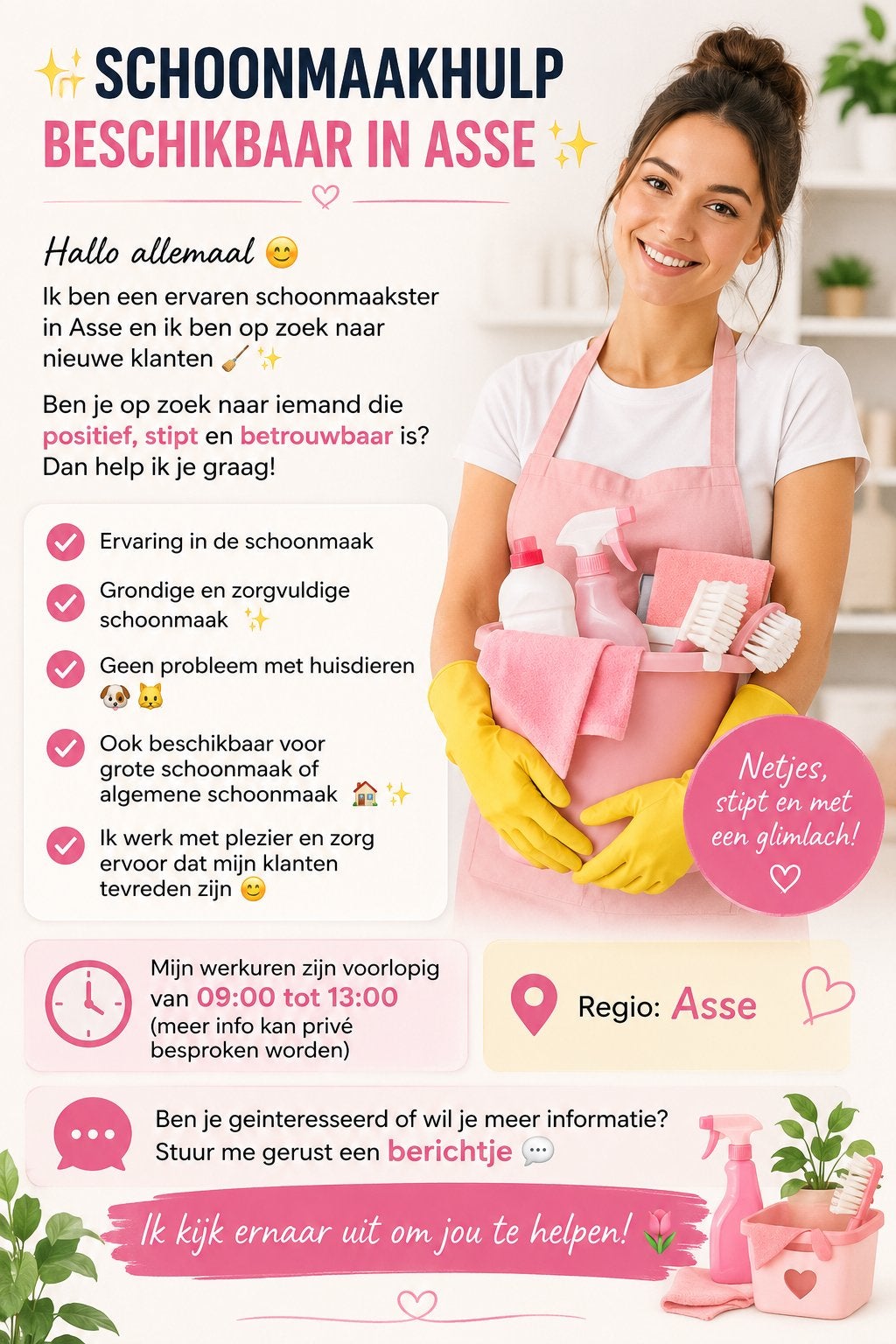SCHOONMAAKHULP BESCHIKBAAR IN ASSE, Vacatures, Vacatures | Thuiswerk, Vanaf 1 jaar