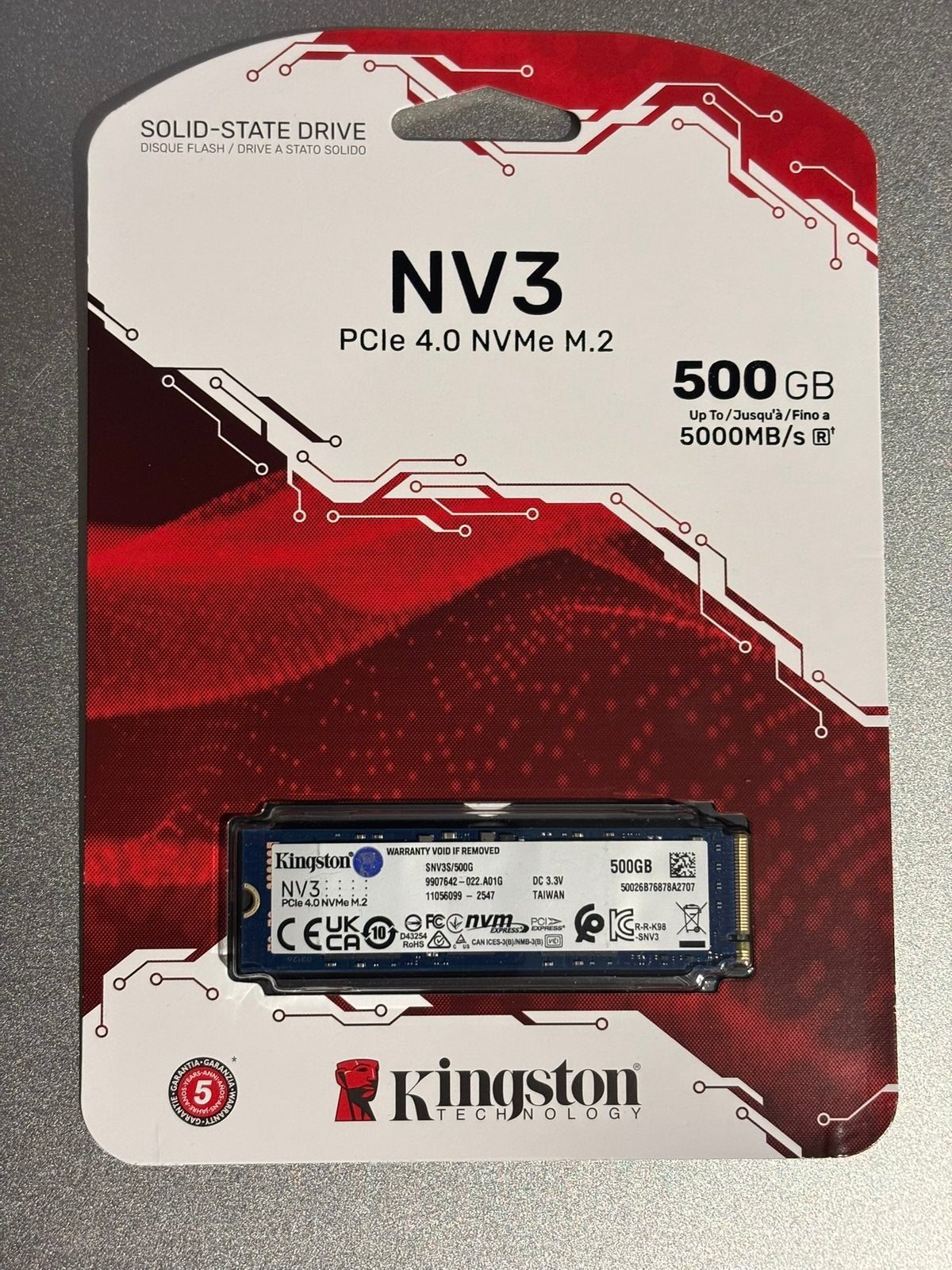 Nvme 500GB kingston nv3 pcie4.0 m.2, Neuf, Enlèvement ou Envoi, SSD, Interne