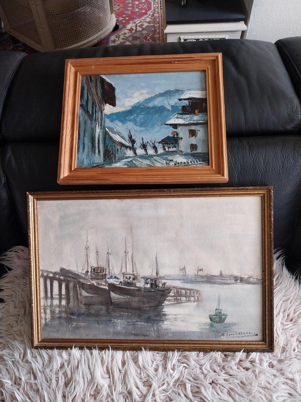 Walter Jonckheere. (2stuks), Ophalen, Aquarel, Paneel