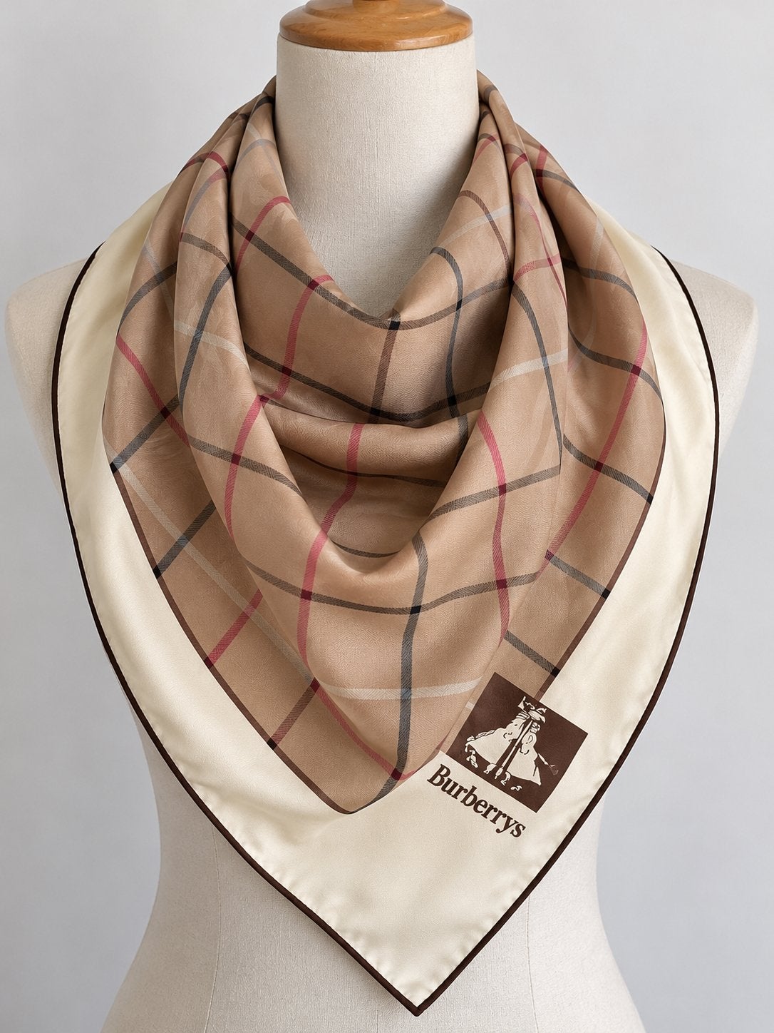 Vintage Burberrys Checked Scarf – Beige & Cream, Enlèvement ou Envoi, Comme neuf