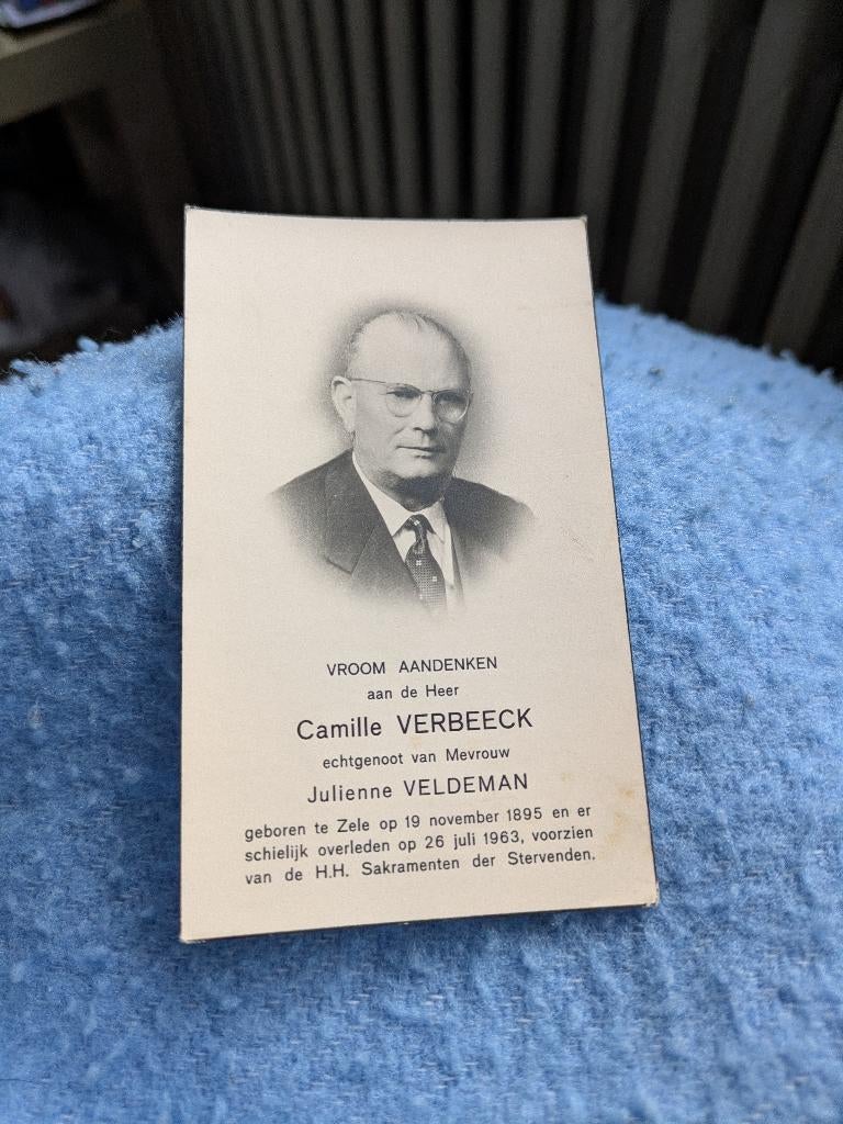 Dp Camille Verbeeck, Verzamelen, Bidprentjes en Rouwkaarten, Ophalen of Verzenden, Bidprentje