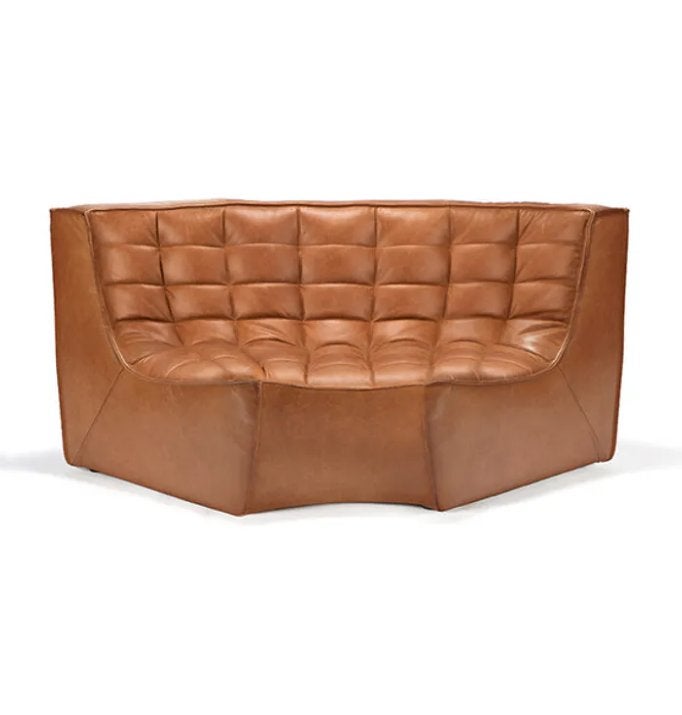 Ethnicraft N701 - angle rond - ancienne selle - cuir, Maison & Meubles, Enlèvement, Comme neuf, Cuir