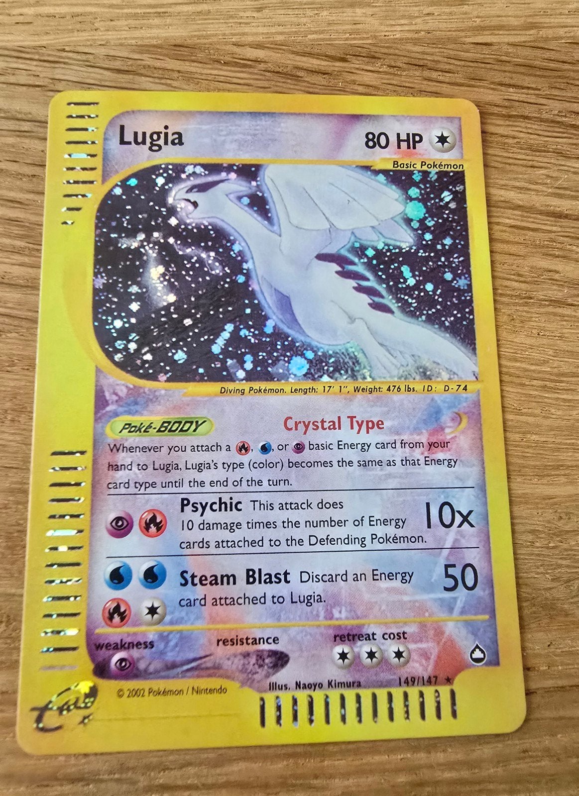 Lugia pokémon kaart 149/147 - Aquapolis, Hobby en Vrije tijd, Verzamelkaartspellen | Pokémon, Ophalen, Zo goed als nieuw, Losse kaart