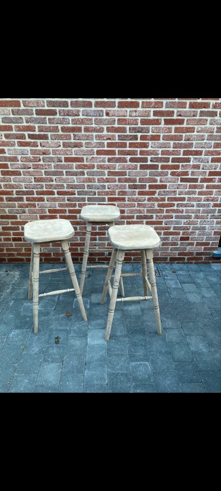 3 tabourets de bar en bois de chêne, 3 tabourets, Comme neuf, Enlèvement, Bois
