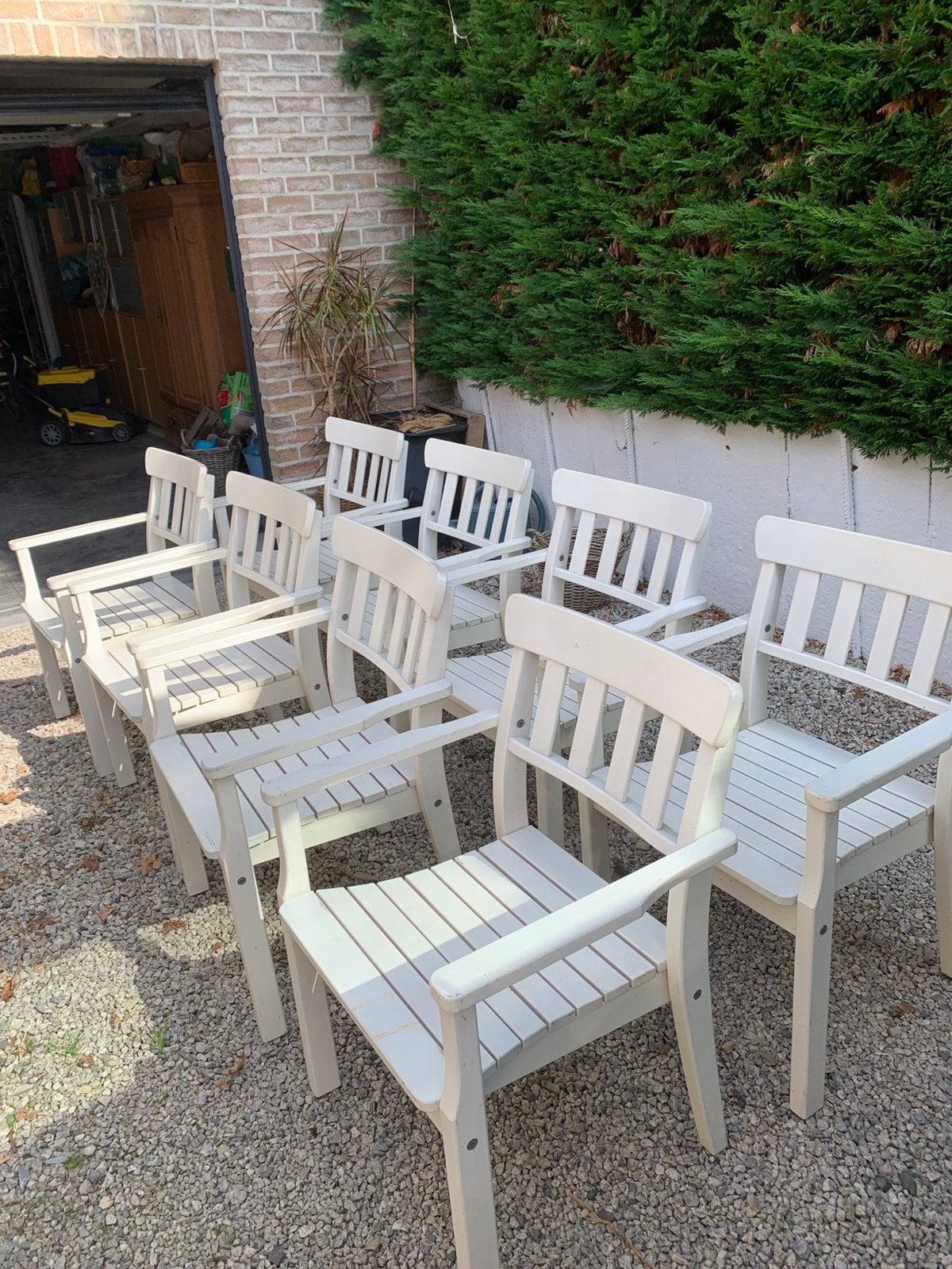 Chaises de jardin lourdes (8 pièces), Enlèvement, Comme neuf, Bois, Empilable