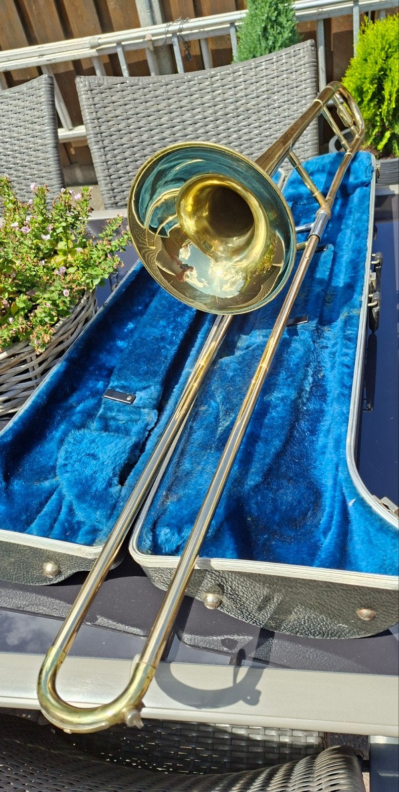 Tenor trombone, Muziek en Instrumenten, Ophalen of Verzenden, Gebruikt, Tenor, Met koffer