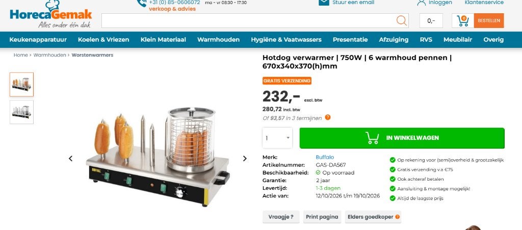 hotdog machine, Enlèvement, Utilisé, Autres types