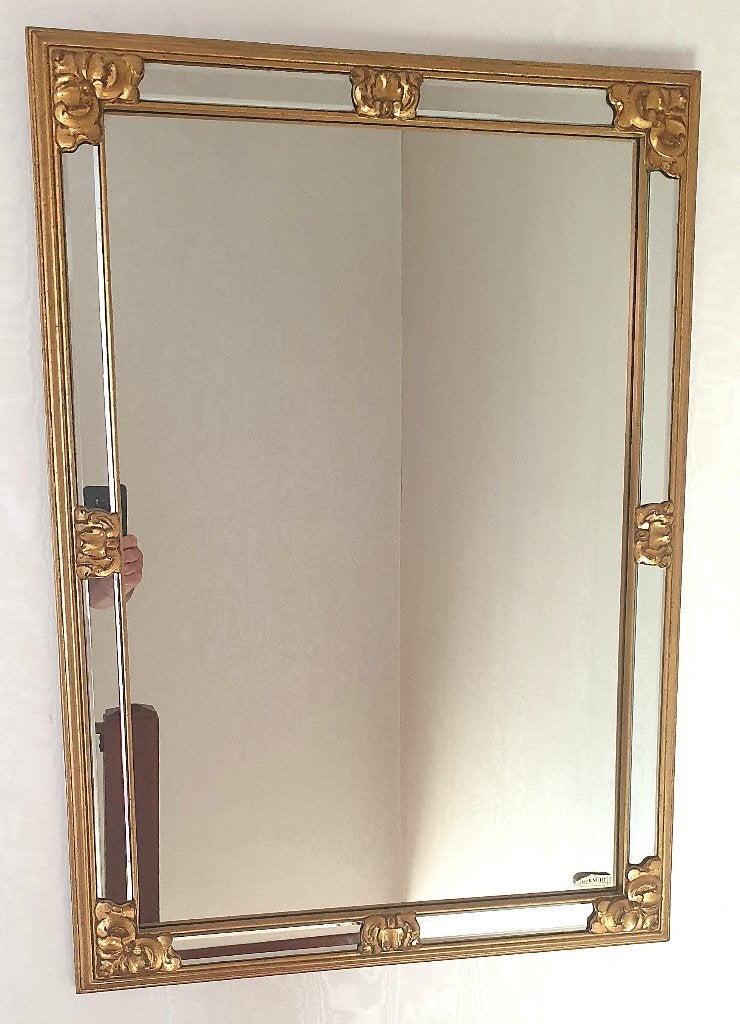 Grote Vintage Deknudt Spiegel – Hollywood Regency, Antiek en Kunst, Ophalen, Rechthoekig, 50 tot 100 cm, Minder dan 100 cm