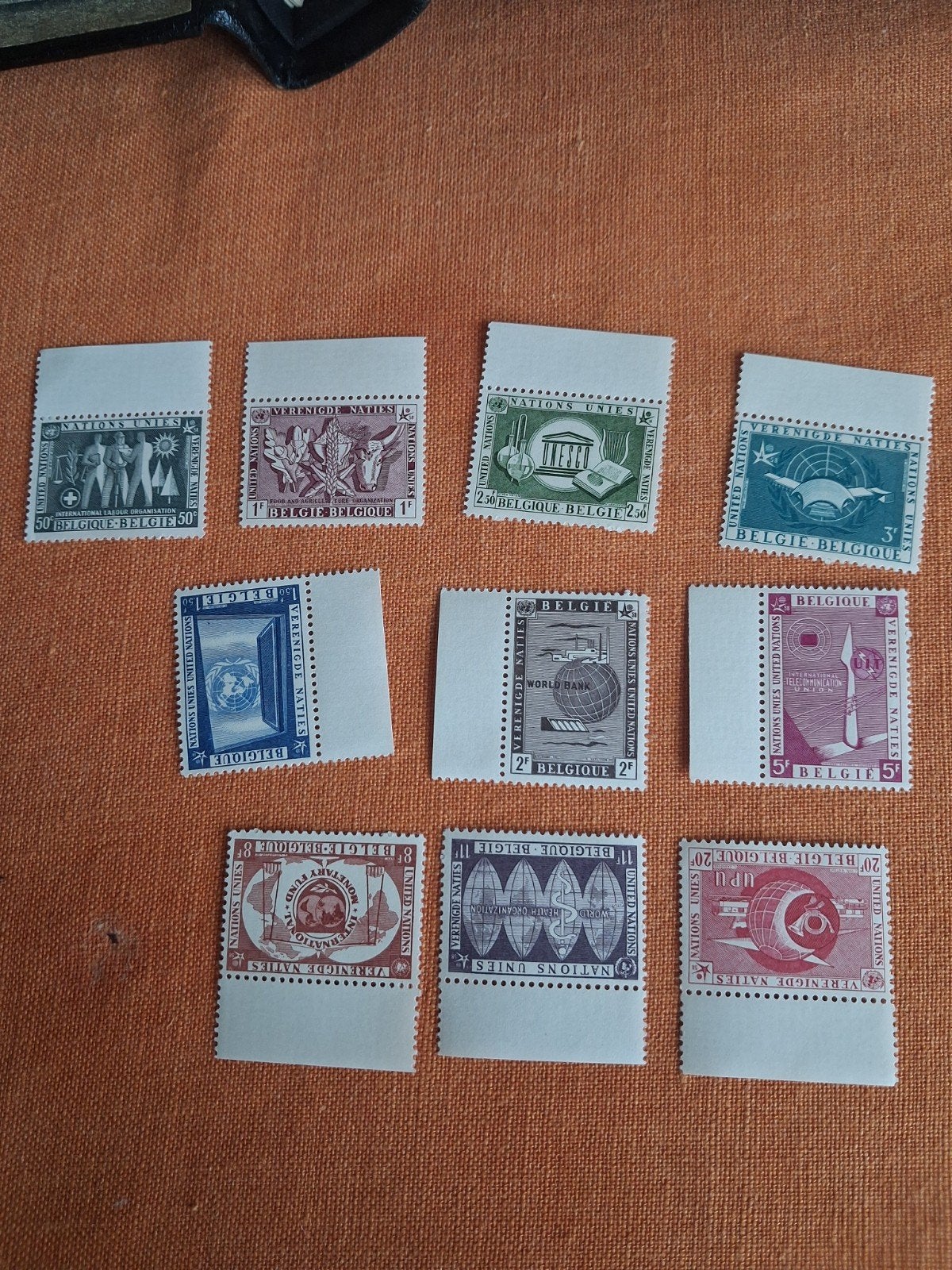 1958 Nations Unies  10 timbres belges, Enlèvement ou Envoi