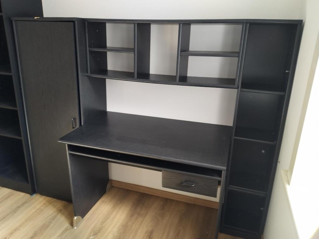 retrait à Alost : bureau + étagère = 30€, Maison & Meubles, Bureaux, Comme neuf, Avec tiroirs, Bois, Enlèvement
