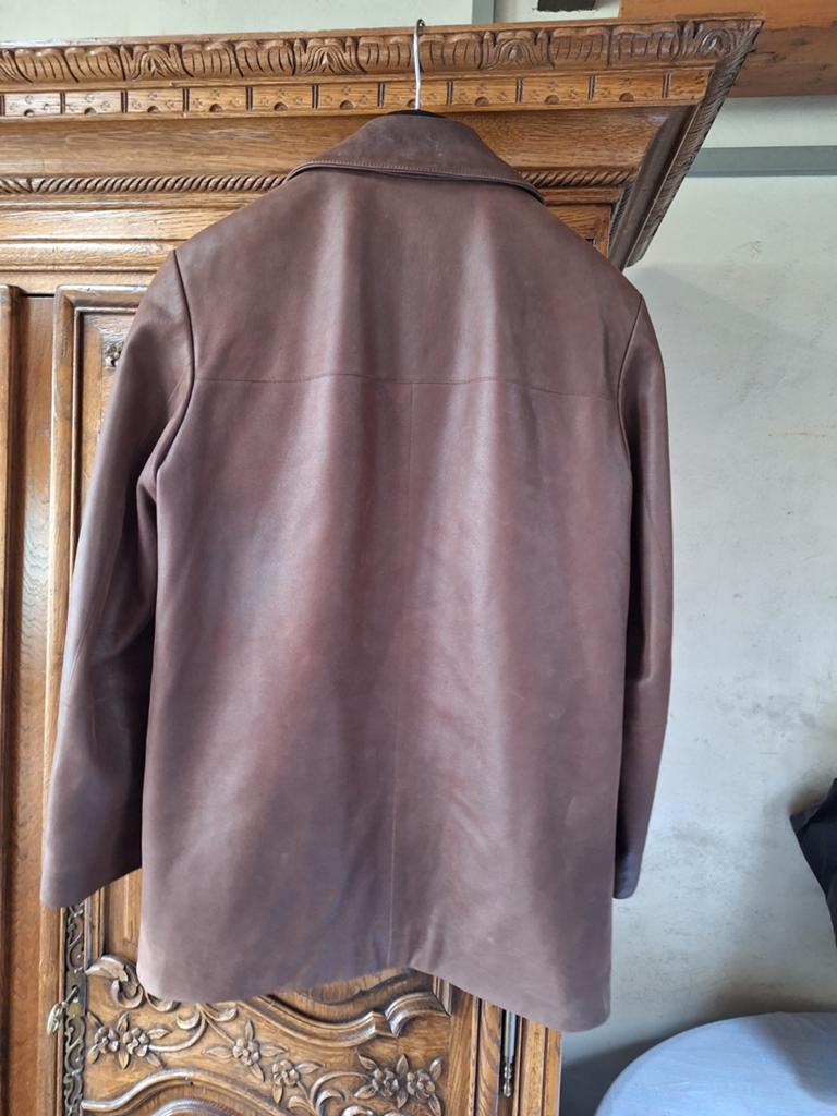 Jas in bruin leder voor heren maat 50, Kleding | Heren, Jassen | Zomer, Ophalen, Maat 48/50 (M)