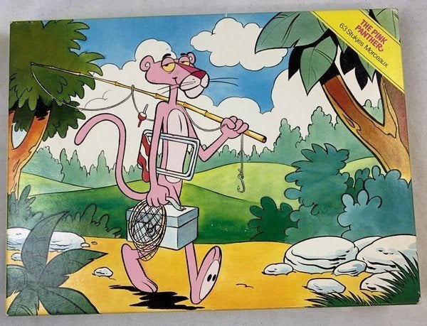 Roze Panter Pink Panther Puzzel Vintage 1983 Flamenco 63 St., Verzenden, 10 tot 50 stukjes, Zo goed als nieuw, 2 tot 4 jaar