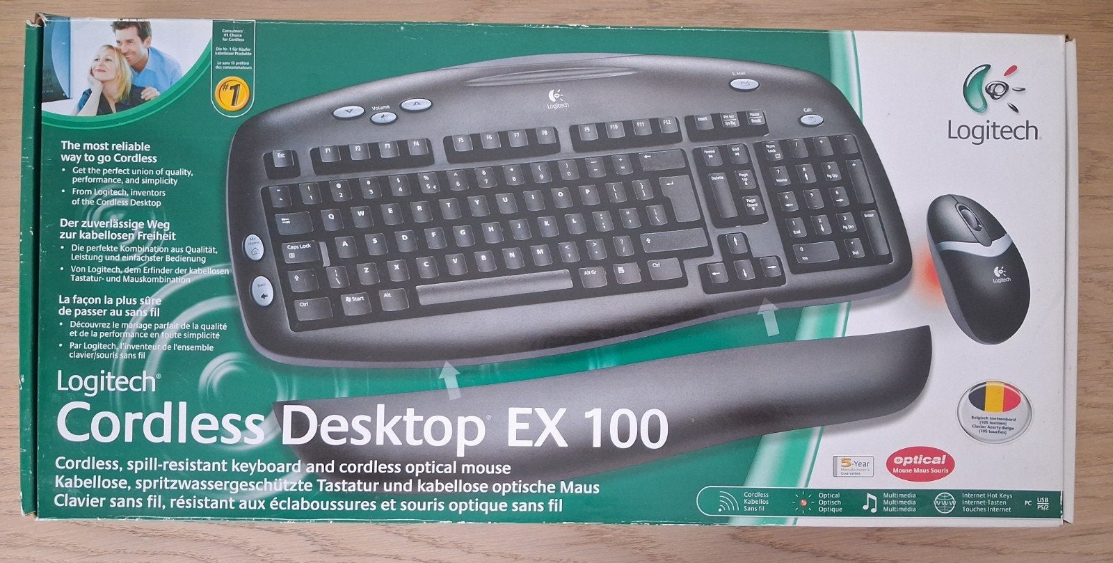 Logitech cordless desktop EX 100 Clavier Belgique, Informatique & Logiciels, Enlèvement, Azerty, Utilisé, Logitech