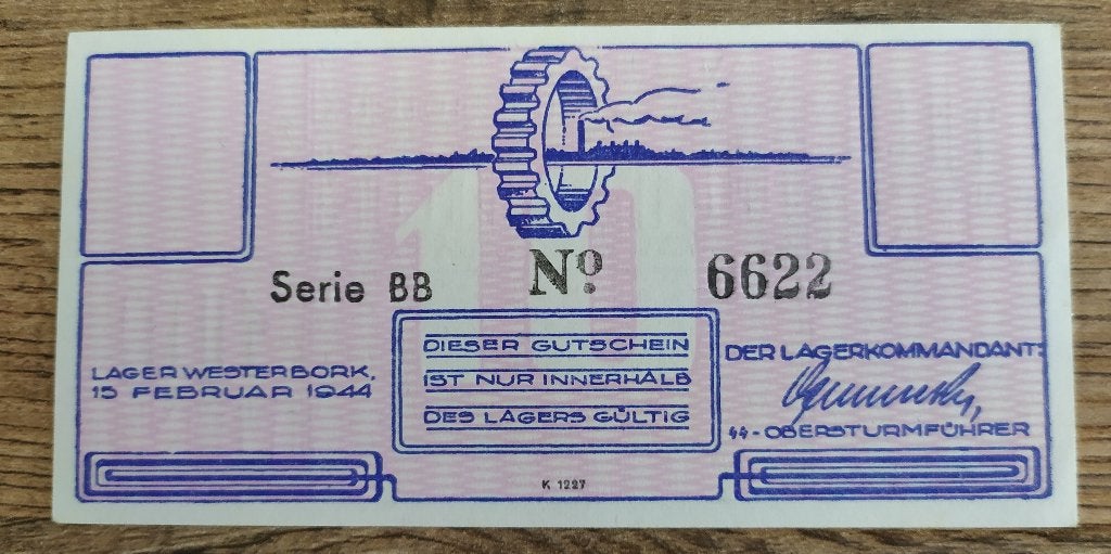 Noodgeld WOII Kamp Westerbork 1944 – 10 Cent, Postzegels en Munten, Ophalen of Verzenden, Los biljet