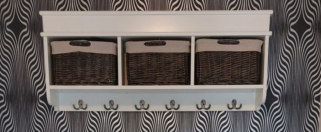kapstok met 3 opbergmandjes, Maison & Meubles, Accessoires pour la Maison | Portemanteaux, Enlèvement, Comme neuf, Bois, Portemanteau mural